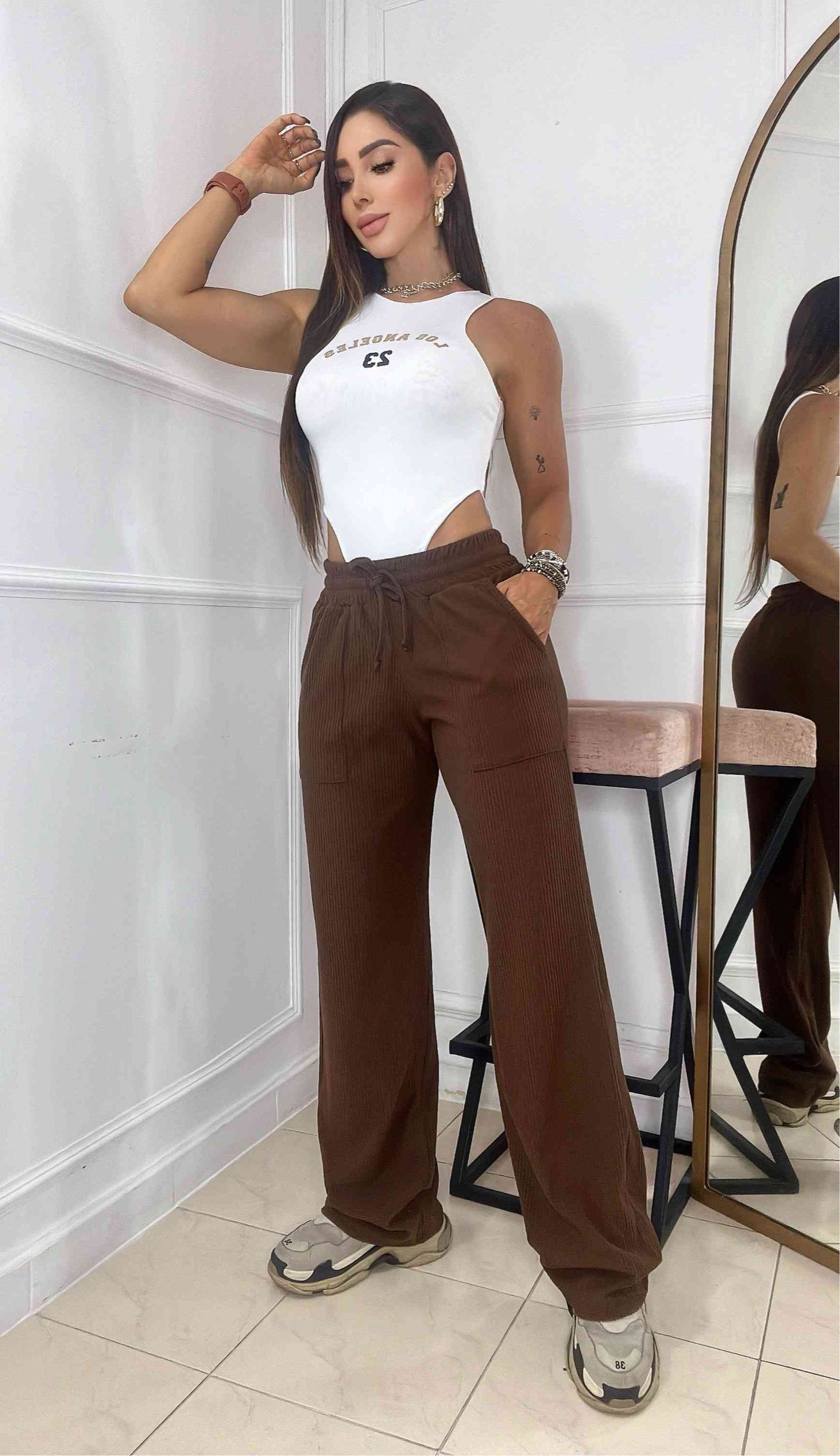 Pantalón con Pretina y Bolsillo Lateral + Envio Gratis