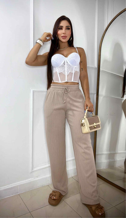 Pantalón Ancho Con Pretina Enresortada Graduable + Envio Gratis