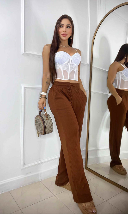 Pantalón Ancho Con Pretina Enresortada Graduable + Envio Gratis