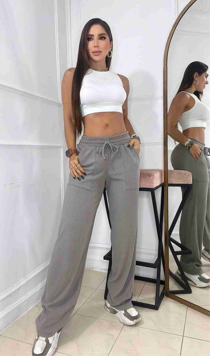 Pantalón con Pretina y Bolsillo Lateral + Envio Gratis