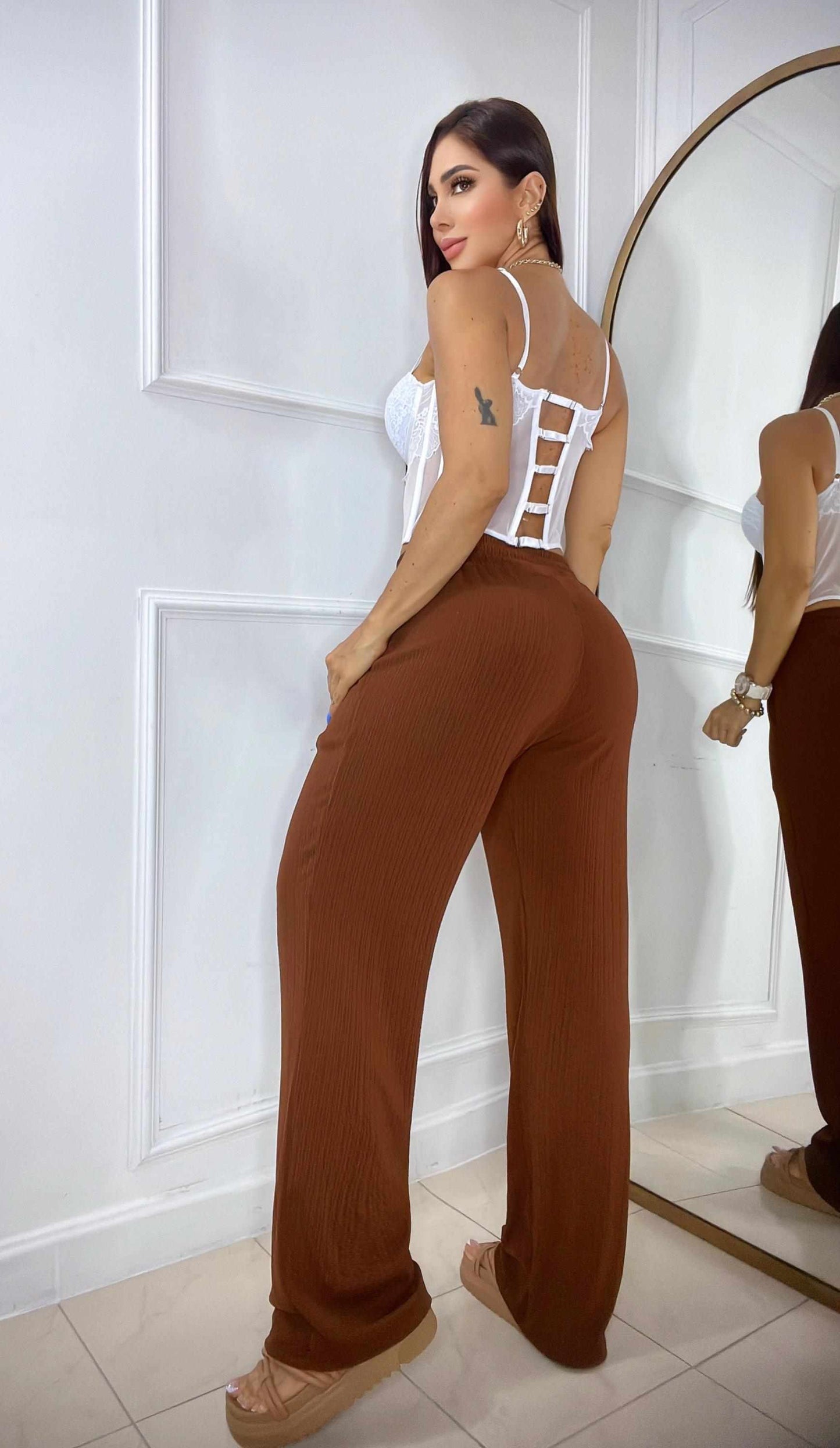 Pantalón Ancho Con Pretina Enresortada Graduable + Envio Gratis