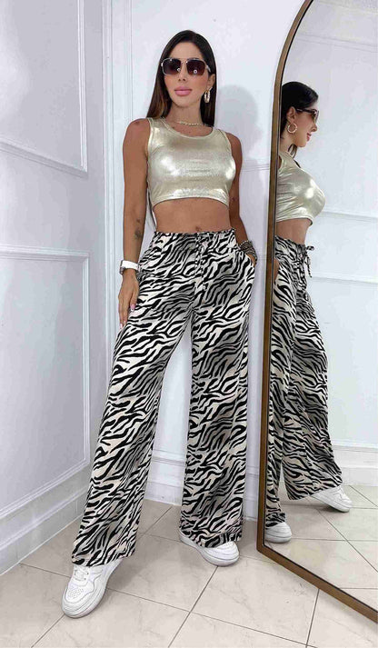 Pantalon Ancho Animal Print + Envio Gratis