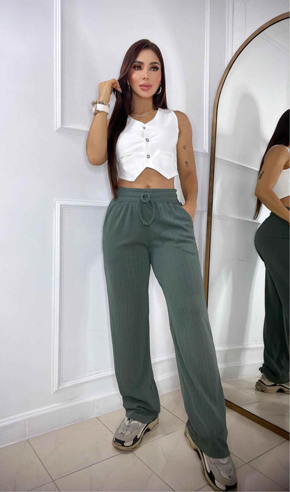Pantalón Ancho Con Pretina Enresortada Graduable + Envio Gratis