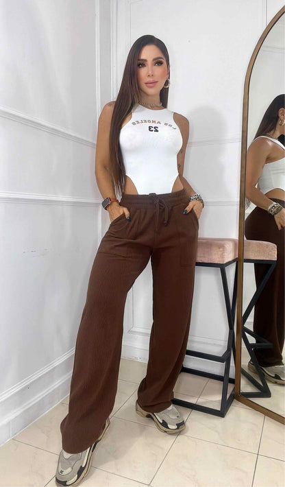 Pantalón con Pretina y Bolsillo Lateral + Envio Gratis