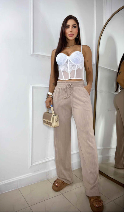 Pantalón Ancho Con Pretina Enresortada Graduable + Envio Gratis