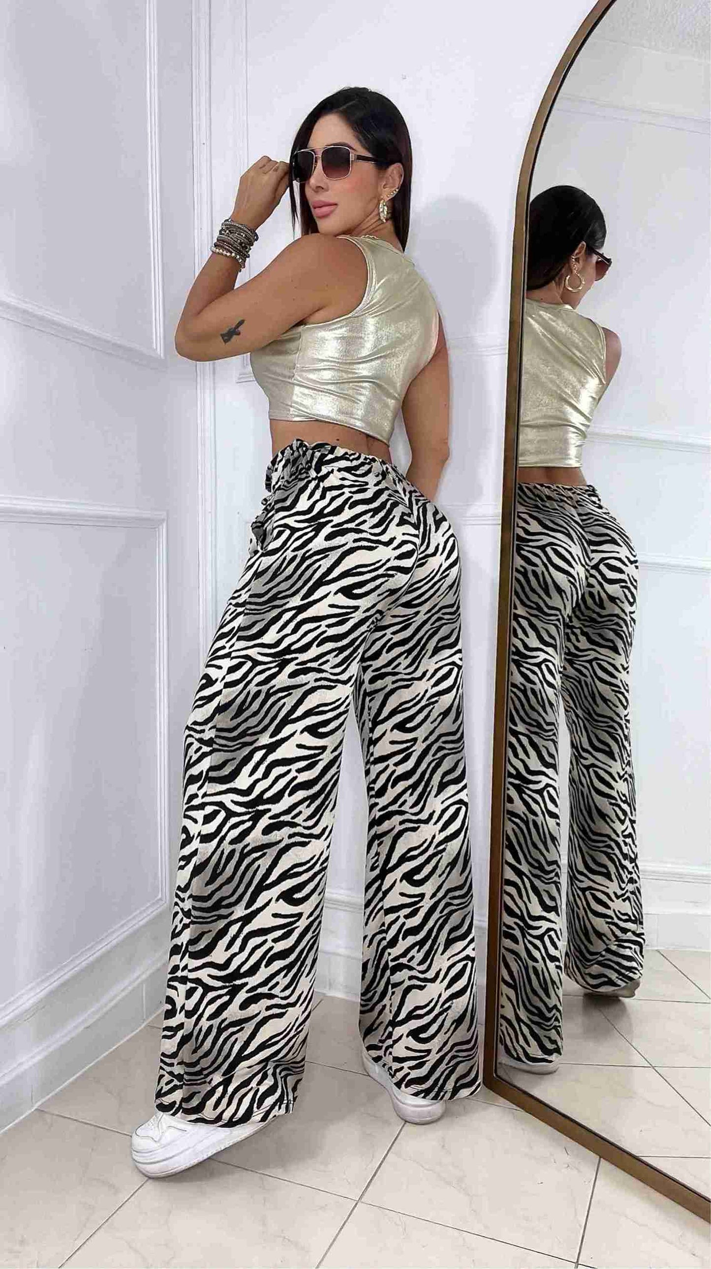 Pantalon Ancho Animal Print + Envio Gratis