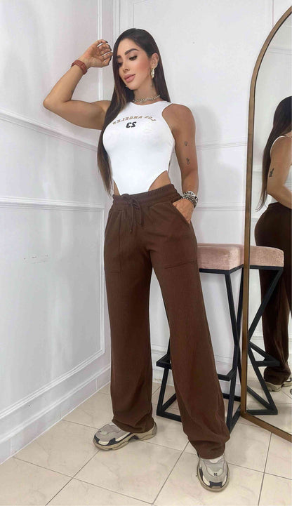 Pantalón con Pretina y Bolsillo Lateral + Envio Gratis